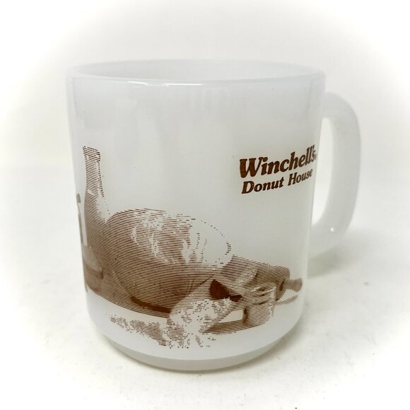 Vintage WINCHELL'S DONUT HOUSE 8oz Coffee Mug Cup GLASBAKE 78 Milk Glass - Picture 3 of 4